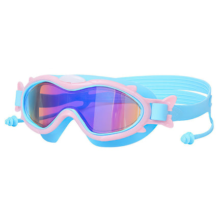 Kids & Youth Swim Goggles with Attached Earplugs – Anti-Fog & UV Protection – Wide View Leak-Proof Swimming Glasses for Boys & Girls Aged 3-16