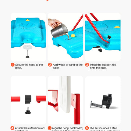 Height-Adjustable Kids Basketball Hoop – Portable Outdoor Basketball Goal System – Durable Backboard & Stand for Backyard & Driveway – Junior Sports Equipment