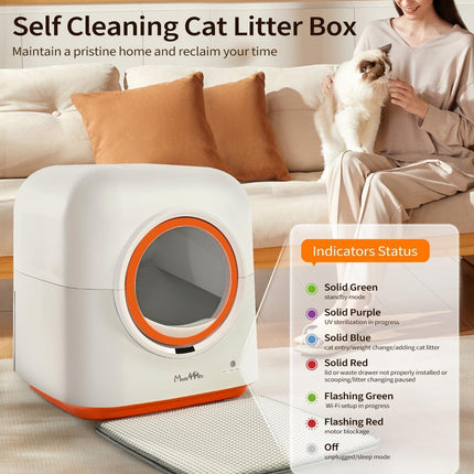 60L Smart Automatic Cat Litter Box – WiFi App Control & Monitoring – Ionic Deodorization & Infrared Safety Sensors – Self-Cleaning Robot for Multiple Cats
