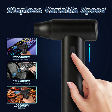 250,000 RPM Ultra-Powerful Jet Dry Blower – Brushless Motor Electric Air Duster – Stepless Variable Speed Cordless Vacuum & Blower for PC, Car & Home