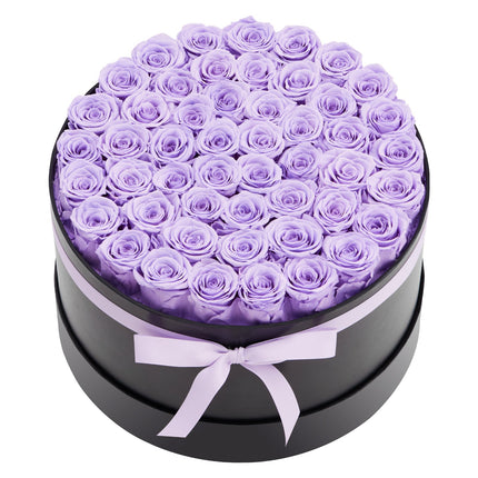 50 Pcs Luxury Preserved Roses in Box – Eternal Lavender Purple Flowers – Long-Lasting Immortal Bouquet – Premium Anniversary & Wedding Gift for Wife
