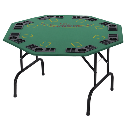 47" Octagon Folding Poker Table – 8-Player Blackjack & Texas Hold'em Game Table – Professional Green Felt with Cup Holders & Chip Trays