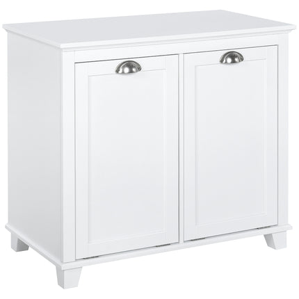 Double Tilt-Out Laundry Sorter with 2 Removable Bins – Space-Saving White Bathroom Cabinet – Contemporary Laundry Furniture