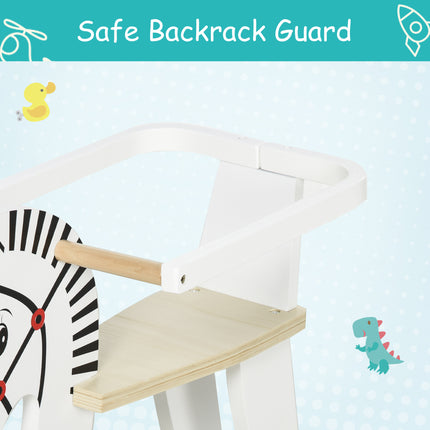 Classic Wooden Rocking Horse for Toddlers – Safe Traditional Ride-On Toy with Removable Safety Guard – White Nursery Rocker for Ages 1-3