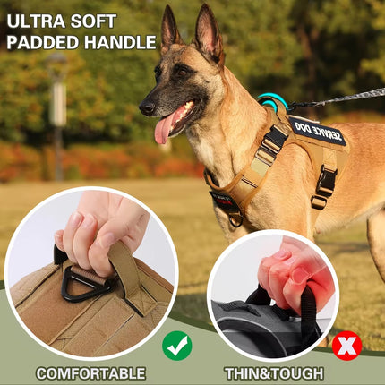 Tactical Dog Harness with Metal Buckles – Heavy Duty Service Dog Vest – Adjustable Reflective Training Harness with Control Handle