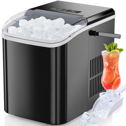 Portable Electric Ice Maker Machine – 9 Bullet Ice Cubes Ready in 6 Minutes – 26lbs Ice per 24 Hours – Self-Cleaning Compact Ice Maker