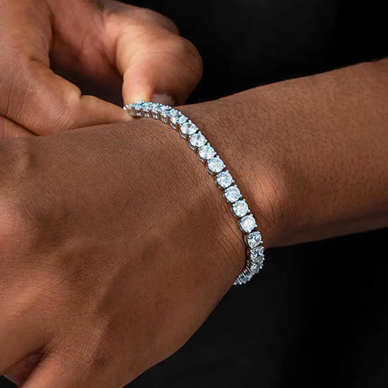 Luxury Sparkling Zircon Bracelet – Unisex Tennis Style Wristband – Detachable Extender Chain for Perfect Fit – Elegant Gift for Daily Wear & Holidays