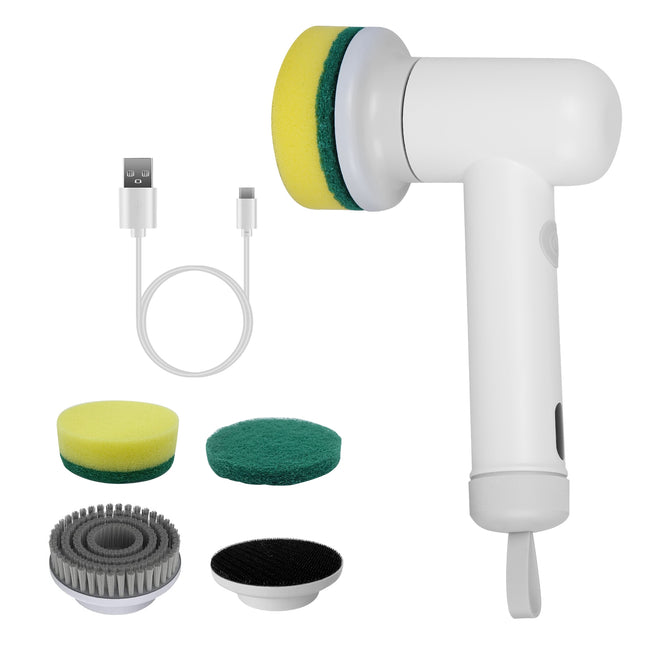 Electric Handheld Spin Scrubber – Cordless Cleaning Brush with 2 Rotating Speeds – 3 Replaceable Heads for Kitchen, Bathroom, Tile & Sink