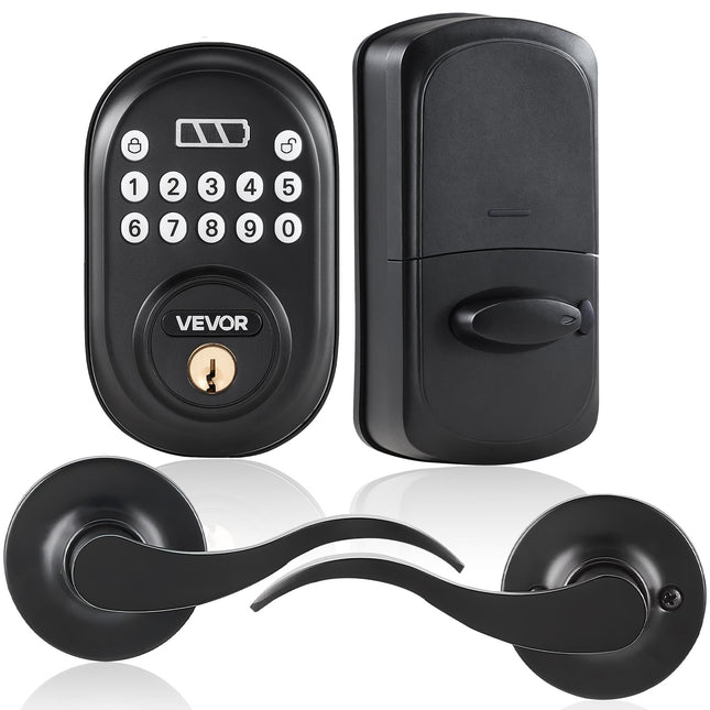 Keyless Entry Smart Door Lock with Handle – Electronic Digital Keypad & Biometric Fingerprint Access – Modern Privacy Lock for Home, Office & Bedroom