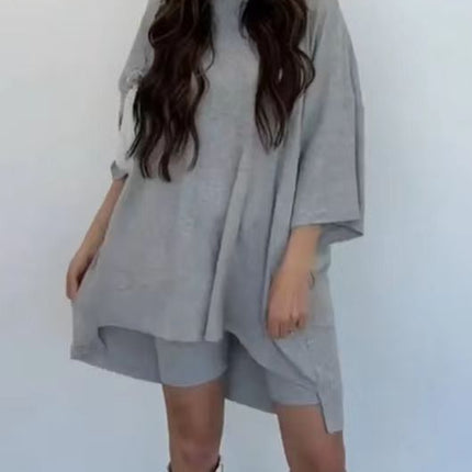 Women's Viscose Blend Long Sleeve Top & High-Waisted Shorts Set – Soft & Breathable Loungewear – Comfortable Everyday Outfit with Pockets – Perfect for Casual Wear & Relaxing