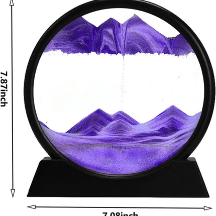 3D Moving Sand Art Picture – Dynamic Liquid Motion Sandscape – Round Glass Deep Sea Sand Display for Stress Relief & Home Decor