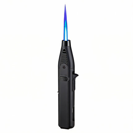 Windproof Blue Flame Torch Lighter – Adjustable Jet Flame with Safety Lock for Camping, Grill & Candles