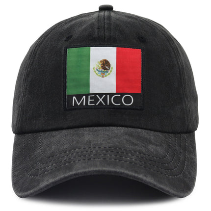 Mexican Flag Embroidered Baseball Cap – Breathable Cotton Sun Hat for Men and Women Outdoor Wear