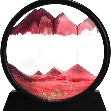 3D Moving Sand Art Picture – Dynamic Liquid Motion Sandscape – Round Glass Deep Sea Sand Display for Stress Relief & Home Decor
