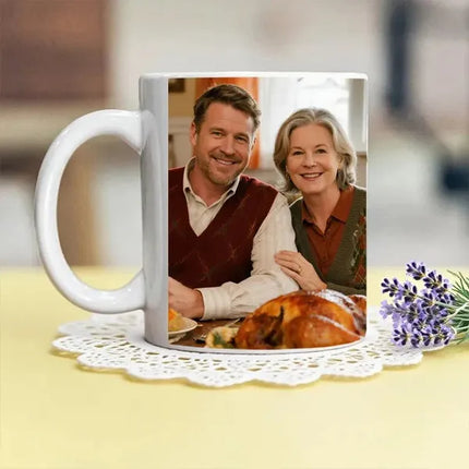 Custom 11 oz Christmas mug printed with a photo