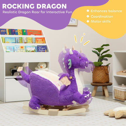 Purple dragon rocking horse for toddler imaginative play