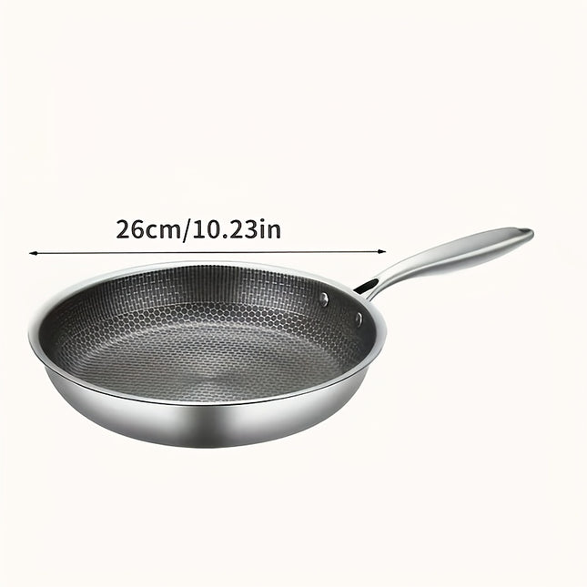 Hybrid Honeycomb Stainless Steel Frying Pan – Non-Stick & Scratch-Resistant Skillet – Laser Etched