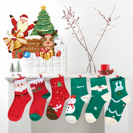 6-Pair Premium Christmas Socks Gift Box – Luxury Winter Warm Stockings with 6 Holiday Greeting Cards – Perfect Xmas Present for Her & Him