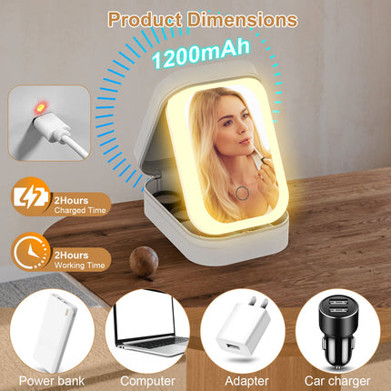 4-Zone Smart Makeup Case – Dimmable LED Mirror & Waterproof Travel Organizer