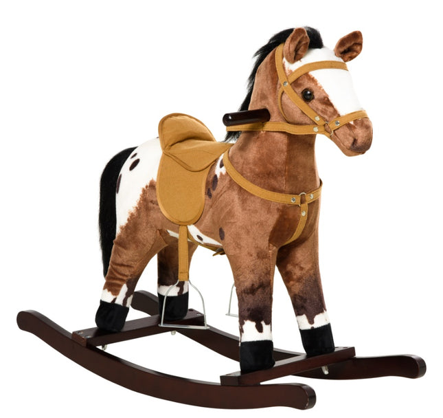 Classic Musical Rocking Horse – Plush Ride-On Toy for Toddlers – Safe Wooden Base with Easy-Grip Handles – Perfect Gift for 18-36 Months