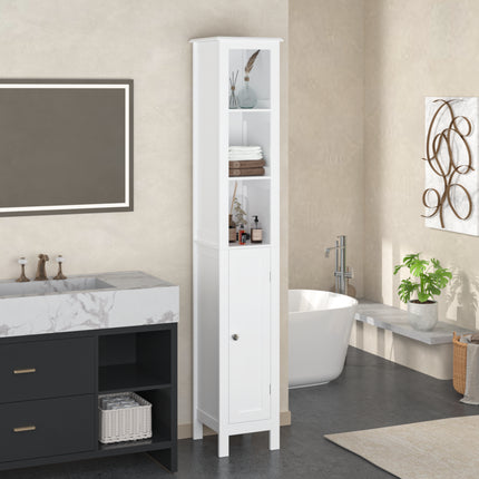 Tall Slim Bathroom Storage Cabinet – Space-Saving Freestanding Linen Tower with Adjustable Shelves for Small Spaces & Kitchens