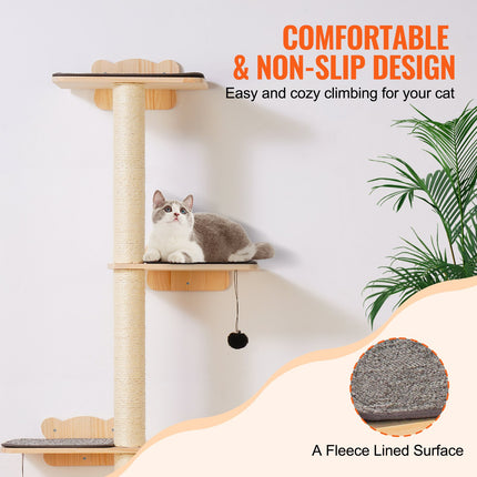 AuraForest™ Wall-Mounted Cat Tree Shelves – Tree-Shaped Cat Furniture Set with Multi-Level Climbing Platforms – Aesthetic Wood Wall Perch for Indoor Cats