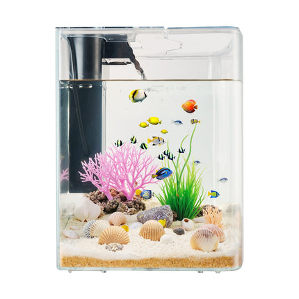 2 Gallon Smart Arch Aquarium Kit – Crystal Clear GPPS Fish Tank with 3-Color LED Lighting – Self-Cleaning Desktop Ecosystem