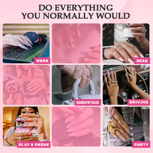 Diamond Zebra™ Luxury Press-On Nails – Extra Long Stiletto Hand-Painted 3D Nails