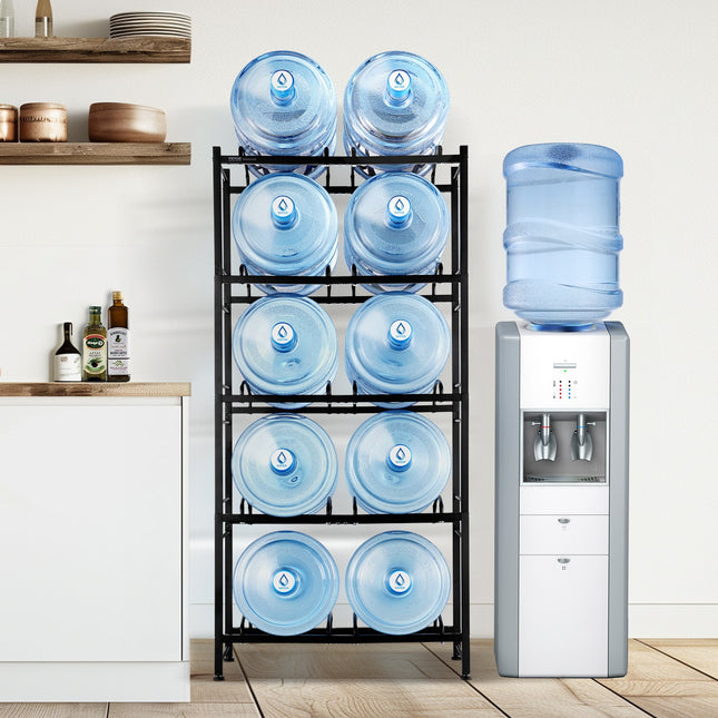 Industrial 10-Bay Water Jug Rack – Space-Saving Double Row Storage Station for Office, Gym & Warehouse