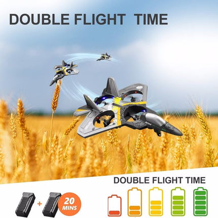 4DRC V17 RC Stunt Plane – 2.4G Remote Control Fighter Jet with 360° Flip – Altitude Hold & LED Lights – Durable EPP Foam Aircraft for Kids & Beginners