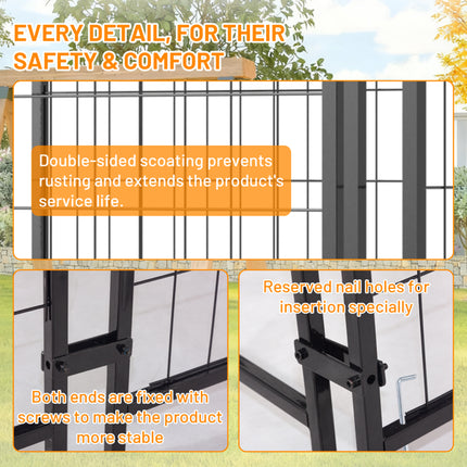 Heavy Duty Outdoor Dog Kennel with Rotating Feeder – 7.8ft Welded Wire Enclosure with UV-Resistant Waterproof Roof – Secure Double-Lock Pet House