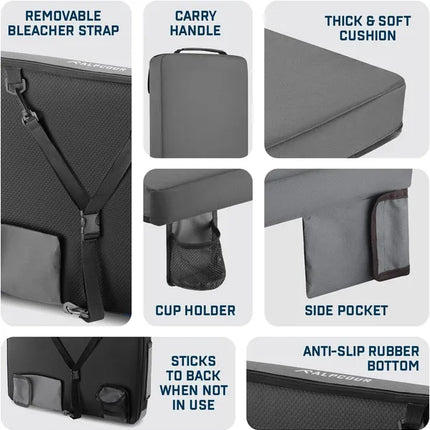 Extra Thick Portable Stadium Seat Cushion – 3-Inch Waterproof Bleacher Pad with Cup Holder for Sports Fans & Outdoor Events