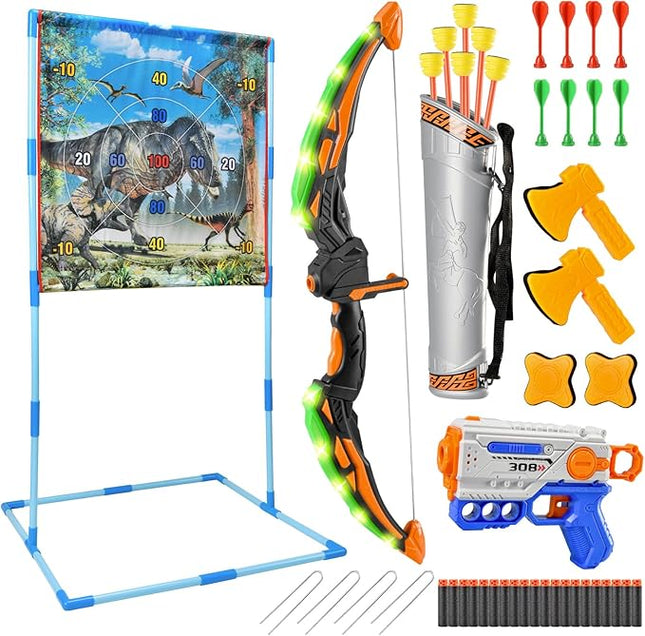 Dinosaur Sticky Ball Launcher Toy – Kids Dart Board Target Game with Sticky Balls – Indoor & Outdoor Sports Game for Boys & Girls – Perfect Birthday Gift