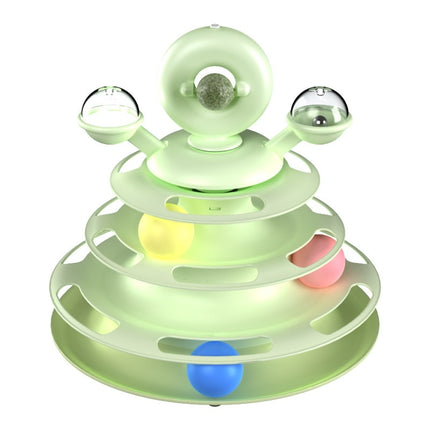 4-Level Cat Toy Tower – Interactive Track Roller with Spinning Balls – Mental Stimulating Puzzle for Indoor Cats & Kittens