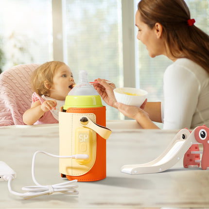Portable Baby Milk Warmer – 5 Temperature Adjustable Bottle Warmer – USB Rechargeable Travel Milk Heater for Car & Outdoor