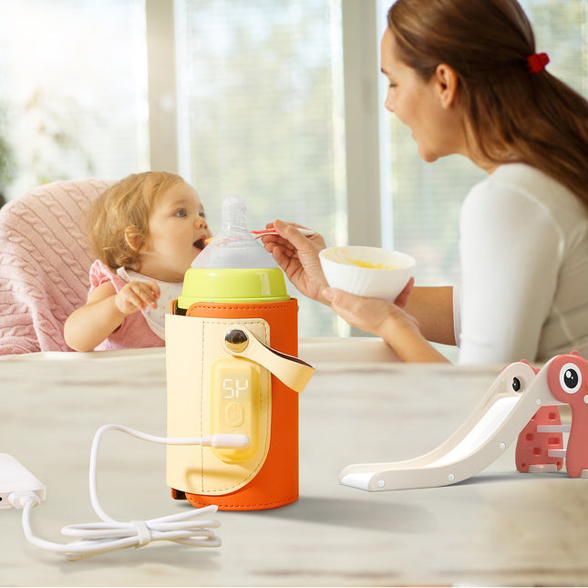 Portable Baby Milk Warmer – 5 Temperature Adjustable Bottle Warmer – USB Rechargeable Travel Milk Heater for Car & Outdoor