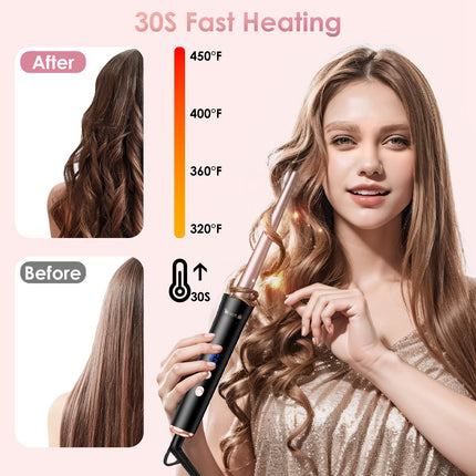 5-in-1 Professional Curling Wand Set – Interchangeable Barrels & Thermal Styling Brush