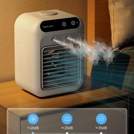 3-in-1 Portable Air Cooler Fan – Personal Evaporative Humidifier – Mini USB Desktop Cooling Fan with 7 Colors LED Light for Home & Office