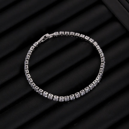 Luxury Sparkling Zircon Bracelet – Unisex Tennis Style Wristband – Detachable Extender Chain for Perfect Fit – Elegant Gift for Daily Wear & Holidays