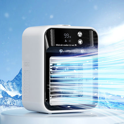 3-in-1 Portable Air Cooler Fan – Personal Evaporative Humidifier – Mini USB Desktop Cooling Fan with 7 Colors LED Light for Home & Office