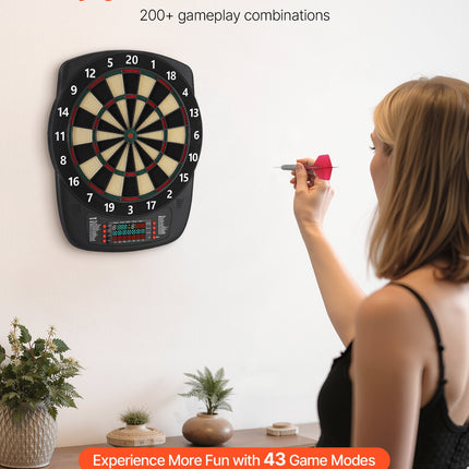 13.5" Electronic Dart Board Set – 43 Games & 200+ Variations – Digital Target with Color LCD Scoring – Includes 6 Darts & 50 Spare Tips