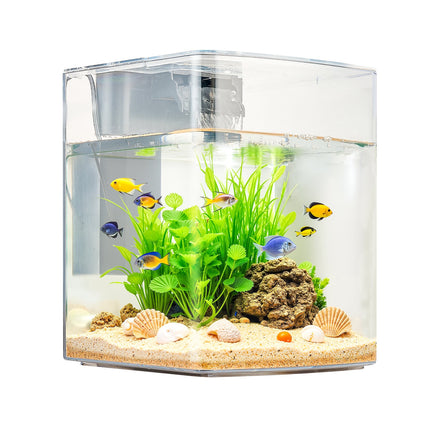 2 Gallon Smart Arch Aquarium Kit – Crystal Clear GPPS Fish Tank with 3-Color LED Lighting – Self-Cleaning Desktop Ecosystem