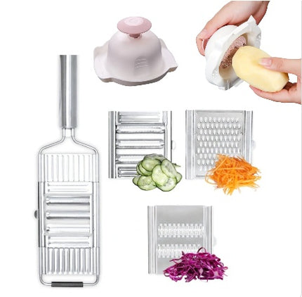 3-in-1 Stainless Steel Handheld Grater – Multi-Functional Vegetable Slicer & Fruit Shaver