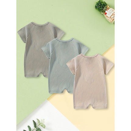 3-Pack Baby Boys Ribbed One-Piece Rompers – Long Sleeve Cotton Button Jumpsuit Set – Soft & Stretchy Essential Sleepwear