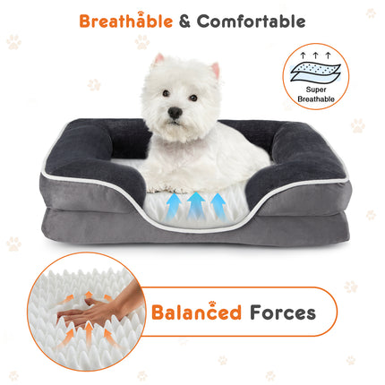 Orthopedic Memory Foam Dog Bed – Small Pet Bed with Waterproof Liner & Washable Cover – Non-Slip Calming Bed for Cats & Puppies