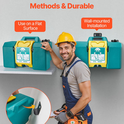 Portable 8-Gallon Emergency Eyewash Station – Gravity-Fed OSHA Compliant Safety Station for Job Sites & Workshops