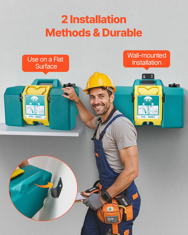 Portable 8-Gallon Emergency Eyewash Station – Gravity-Fed OSHA Compliant Safety Station for Job Sites & Workshops