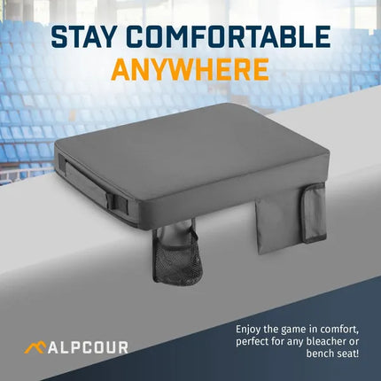 Extra Thick Portable Stadium Seat Cushion – 3-Inch Waterproof Bleacher Pad with Cup Holder for Sports Fans & Outdoor Events