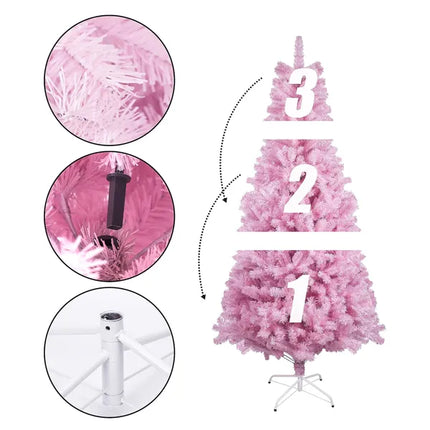 5-Foot Pink Artificial Christmas Tree – Vibrant Full-Bodied Holiday Pine for Modern Festive Home Decor & Party Celebrations