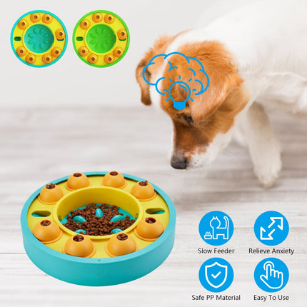 Interactive Dog Puzzle Feeder – Level 2 IQ Training Toy for Mental Enrichment – Slow Feeding Bowl to Stop Boredom for Dogs & Cats
